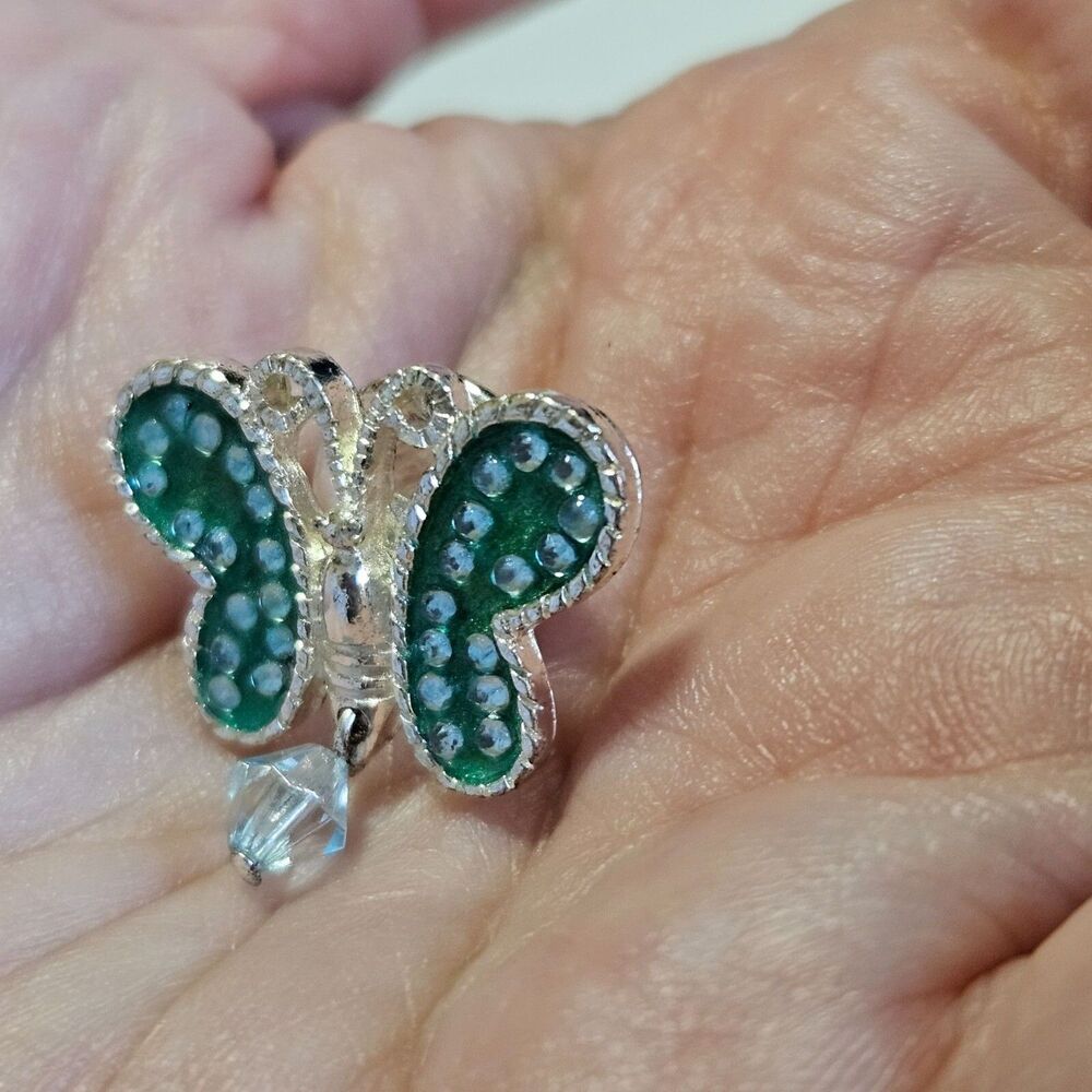 Avon Birthstone March Aquamarine Butterfly Pin Silver Tone Vintage Lapel - Picture 3 of 10